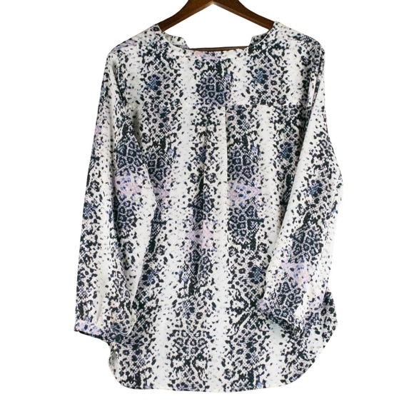 Adrianna Papell Womens XL Animal Print Blouse Top Long Sleeve - Picture 2 of 8